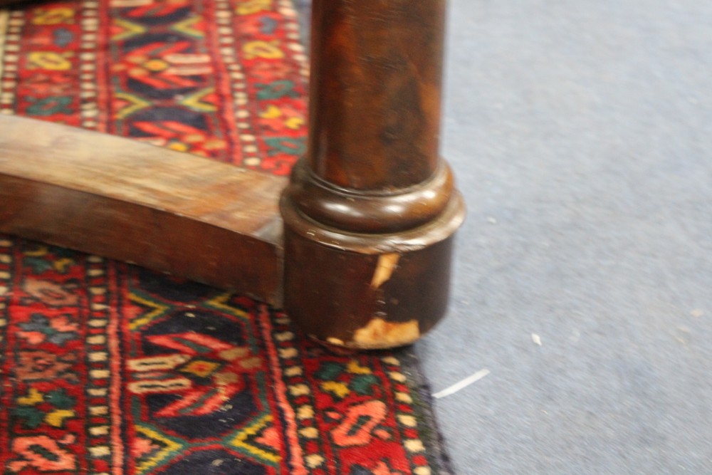 A French mahogany centre table, with simulated marble painted pine top, W.187cm D.80cm H.76cm